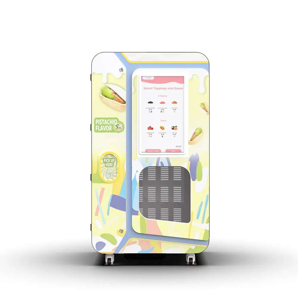 Máquina de helado Huaxin personalizada en tonos pastel